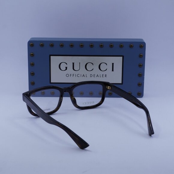 Gucci GG1584O 002 Square Eyeglasses - Dark Havana 53mm - Picture 9 of 10